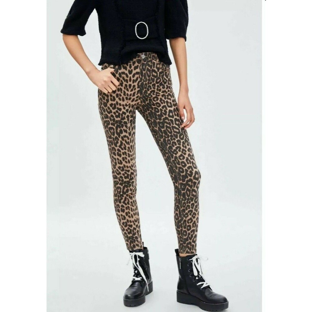 Zara trf Leopard Print Skinny Jeans